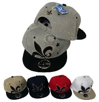 Snap Back Flat Bill Hat [Fleur De Lis/Stars]