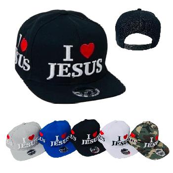 Snap Back Flat Bill Hat [I LOVE JESUS]