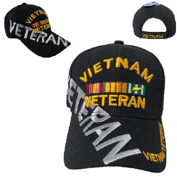 Vietnam Veteran Hat [Large Letters] - Black Only