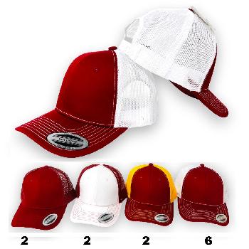 100% Cotton Front/Snap Back Trucker Hat [Wine/Gold/White Asst]