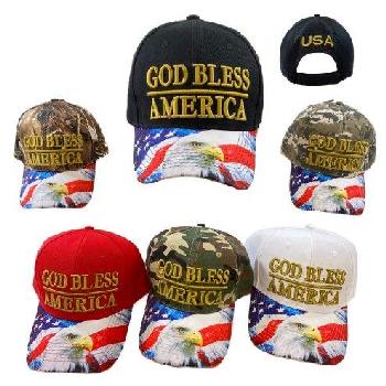 GOD BLESS AMERICA Hat [Sublimation Eagle/Flag Bill]