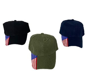 Solid Color Hat with Flag Print Bill