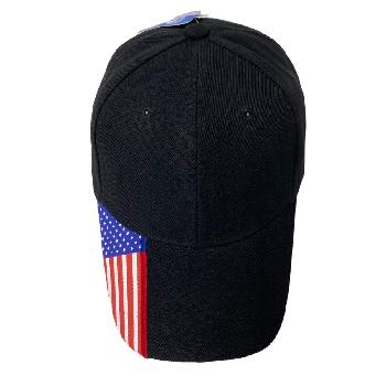 Solid Color Hat with Flag Print Bill [Black Only]