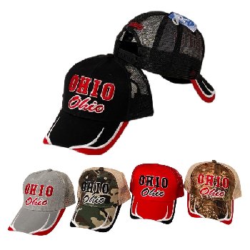 OHIO Summer Mesh Hat [Block/Script Lettering] Embroidered Bill