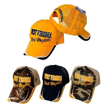 West Virginia Summer Mesh Hat [Block/Script Lettering] Embroidered Bill