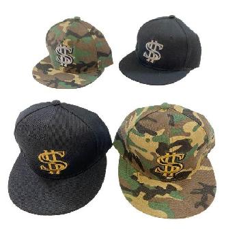 Snap Back Flat Bill Hat [$-Black/Camo]