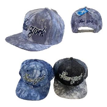 Snap Back Flat Bill Cap [Script New York] Tie-Dye