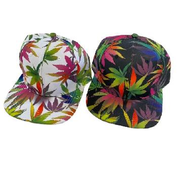 Snap Back Flat Bill [Colorful Marijuana