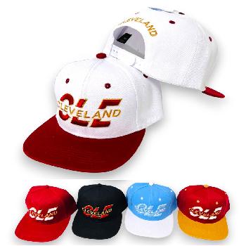 Snap Back Flat Bill Hat CLEVELAND [CLE] Wine/Gold/Blue