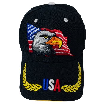 Eagle with Flag Hat [USA/Wreath on Bill][Black Only]