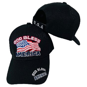 GOD BLESS AMERICA with Flag Hat [Black Only]