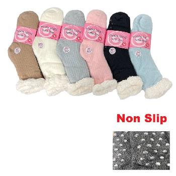Plush-Lined Non-Slip Sherpa Socks [Solid Wool-Like] 9-11