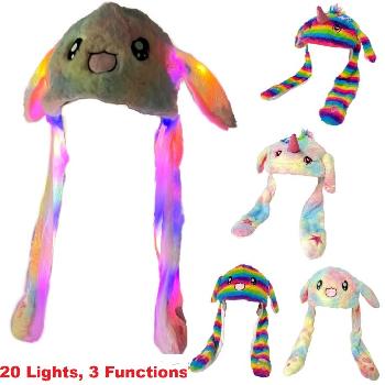 Plush Hat with Flapping Ears & 20 LED Lights [Bunny & Unicorn]