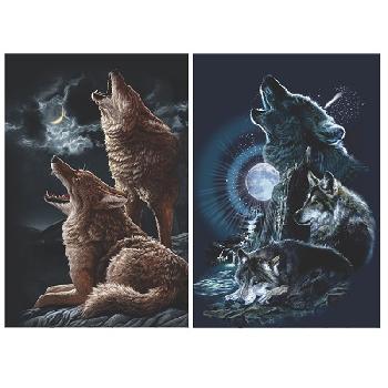 3D Picture 9817--Howling Wolves with Moon