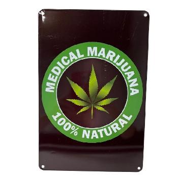 11.75"x8" Metal Sign- Medical Marijuana/100% Natural