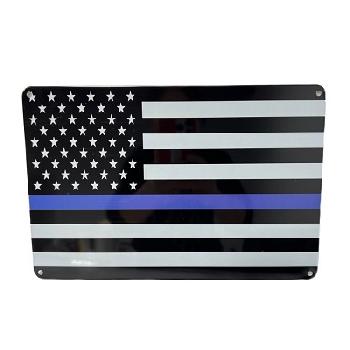 11.75"x8" Metal Sign- Thin Blue Line Flag