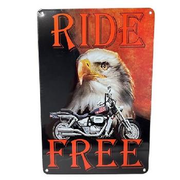11.75"x8" Metal Sign- Ride Free [Eagle/Motorcycle]
