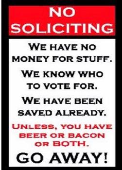 16"x12" Metal Sign- No Soliciting/Go Away!