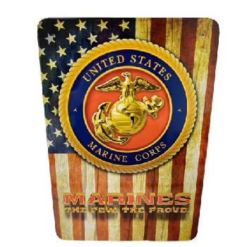 11.75"x8" Metal Sign- Licensed Marines [Flag Background]