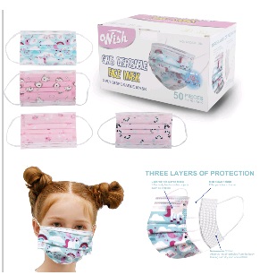 Three Layer Child's Printed Disposable Face Mask 50ct [Girl]