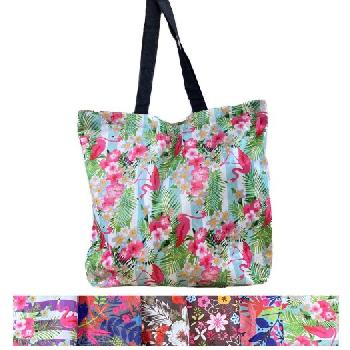 Printed Shopping Tote Bag with Zipper