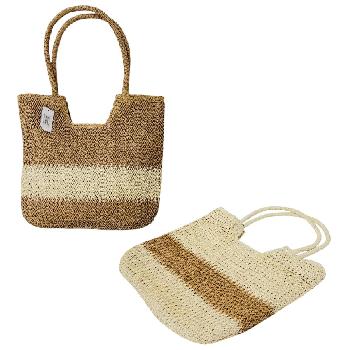 Woven Straw Beach/Market Tote [Two-Tone]