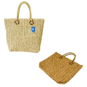 Straw Crocheted Market Tote [Wooden Rings] 16"x14"