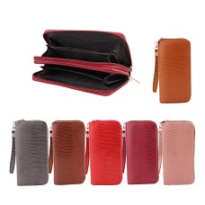 Ladies Dual Zipper Wallet with Wrist Strap [Small Texture]