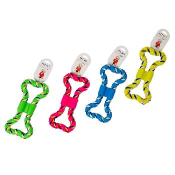 7.5" Bone-Shaped Silicone/Rope Pet Toy
