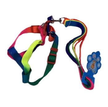 Rainbow Dog Harness with 48" Leash [Small-Wide]
