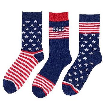1pr Crew Socks-3 Styles [Americana] 10-13