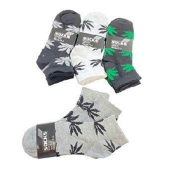 3pr Men's Anklets 9-11 [Marijuana] BLK/GRY/WHITE