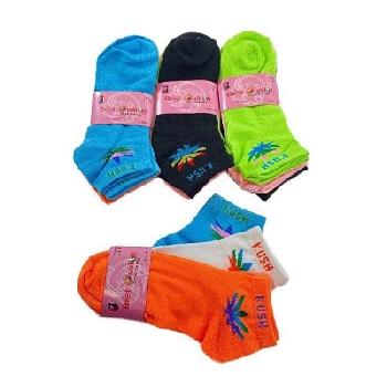 3pr Ladies Anklets 9-11 [Colored Sock w Three Color Leaf] KUSH
