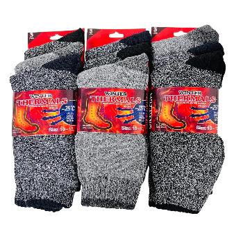 3pr Winter Thermal Socks 10-13 [Assorted] Variegated