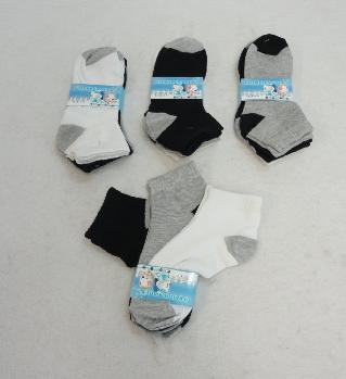 3pr Child's Ankle Socks 6-8 [BLK/GRY/WHITE]