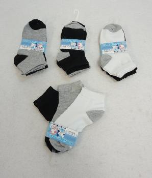 3pr Child's Ankle Socks 4-6 [BLK/GRY/WHITE]
