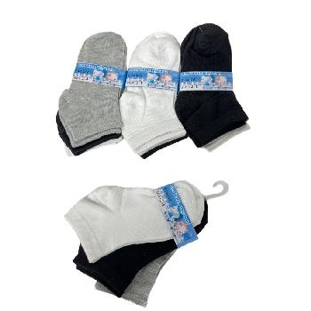 3pr Child's Ankle Socks 2-4 [BLK/GRY/WHITE]