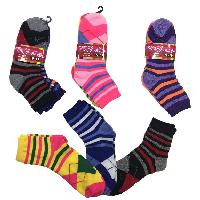 3pr Ladies/Teen Quarter Socks 9-11 [Stripes/Argyle]