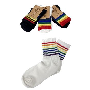 1pr 100% Cotton Quarter Socks [Rainbow] 6-12