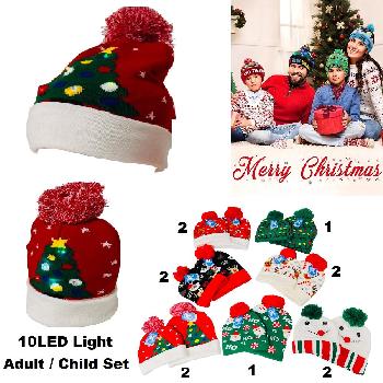 Adult/Child Set: Light-Up Christmas Knit Hat [WN82532-WN82549]