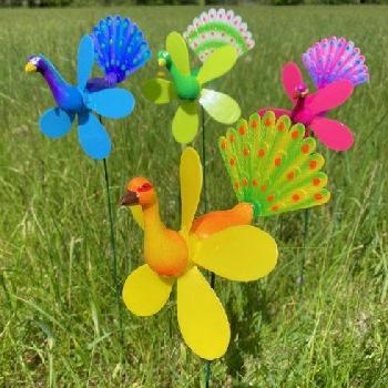 Yard Stake [Peacock with Pinwheel]