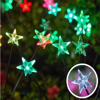 1pc 8-Head Solar Garden Stake with LED Lights [Stars]