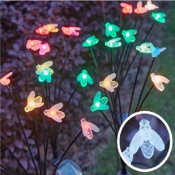 1pc 8-Head Solar Garden Stake with LED Lights [Bees]