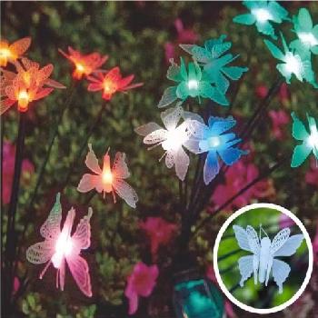 1pc 8-Head Solar Garden Stake with LED Lights [Butterfly]