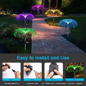 Light-Up Solar Garden Stake [Fiber Optic Spray] - <span style="color:red">VIDEO AVAILABLE</span>