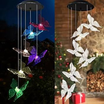 Solar Color-Changing Wind Chimes [Butterfly]