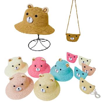 Girl's Woven Bear Hat/Purse Set w Plush Ears [HT1740/PR183]