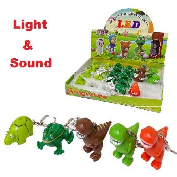 2" Light Up Key Chain with Sound Effects [Frog/Dinosaur/Turtle]