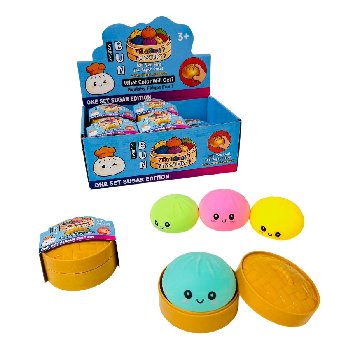 Dumpling Squishy Bun with Steamer Toy (Smiling Faces] 