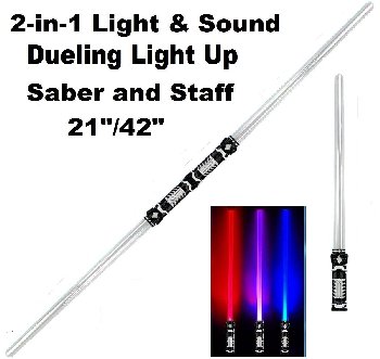 2-in-1 Light & Sound Dueling Light Up Saber and Staff [42"]